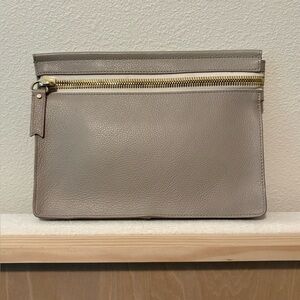 India Hicks Oversize Gold Zip Leather Clutch